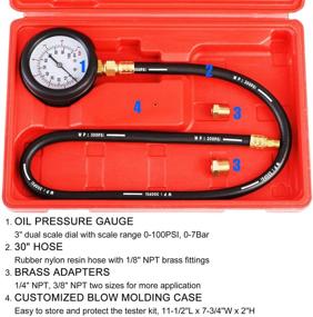img 3 attached to 🚗 JIFETOR Oil Pressure Tester Kit for Trucks, Cars, and ATVs - Professional Engine Diagnostic Test Tool with 100PSI Pressure Gauge and Hose Adapter