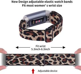 img 3 attached to Joyozy Adjustable Elastic Bands for Fitbit Charge 3/4 - Stretchy Soft Nylon Replacement Wristband for Women