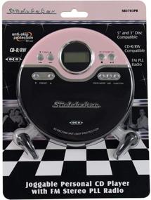 img 2 attached to 🎶 Ретро джоггабльный персональный CD-плеер с FM-радио - Studebaker SB3703PB - розовый/черный