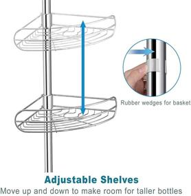 img 1 attached to 🛁 Rustproof Shower Caddy Corner - Bathroom & Bathtub Storage Organizer for Shampoo Accessories, 4 Tier Adjustable Shelves with Tension Pole - 54 to 114 Inch