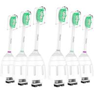 🪥 6-pack replacement heads for philips sonicare e-series - ofashu brush head compatible with essence xtreme elite advance hx7022 hx5610 - white, screw-on electric toothbrush logo