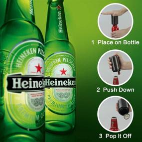 img 1 attached to 🍺 Begale 6-Pack Stainless Steel Beer Bottle Opener - Easy Magnet Push Down Cap Opener, Black