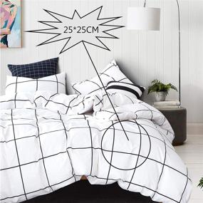 img 2 attached to 🛏️ Wellboo White Plaid Duvet Cover: Stylish Checkered Design for Twin Bed, Cotton Grid Black and White Bedding Set - Ideal for Women, Men, Teens, and Dorm Rooms - Soft, Durable, and No Insert Required