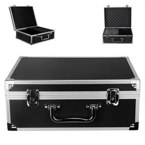 img 4 attached to 🎒 Yuelong Tattoo Machine Case Box with Lock Key - Tattoo Kit Box Makeup Carry Box 12.6" x 9.5" x 5.1" Aluminum Storage Case with Sponge for Tattoo Equipment Microblading Supplies (Black)