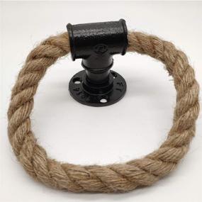 img 2 attached to 🛁 Rustic Nautical Towel Ring with Industrial Pipe and Rope - Wall Mounted Hand Towel Holder for Bathroom Decor