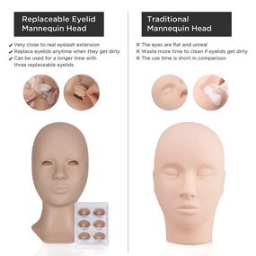 img 3 attached to 💁 Beyelian Lash Mannequin Head with Eyelids - Lash Extension Training Makeup Practice Head, 4 Pairs Removable Eyelids, Soft-Touch, Natural Color Realistic