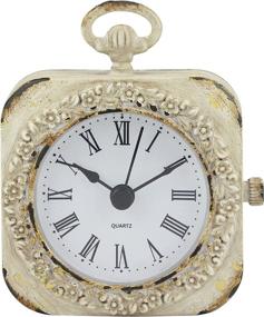 img 1 attached to ⏰ Stonebriar SB-6080A Cottage Decor Battery Operated Tabletop Clock: Small, Worn White Charm