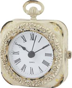 img 2 attached to ⏰ Stonebriar SB-6080A Cottage Decor Battery Operated Tabletop Clock: Small, Worn White Charm