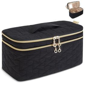 img 4 attached to Large Black Makeup Bag, BAGSMART Cosmetic Bag for Women - Toiletry Travel Bag Organizer Case