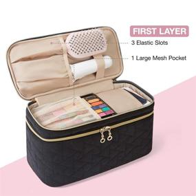 img 3 attached to Large Black Makeup Bag, BAGSMART Cosmetic Bag for Women - Toiletry Travel Bag Organizer Case