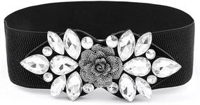 img 4 attached to Vivilly Black Stretch Rhinestone Crystal Women's Accessories in Belts