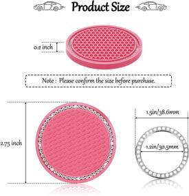 img 3 attached to Друзья 2 шт. Блестящие автомобильные подставки из силикона с кристаллами и 3 шт. Наклейка-эмблема с радиокнопкой для автомобиля с бриллиантами и блестками для женщин (розовый с белым)