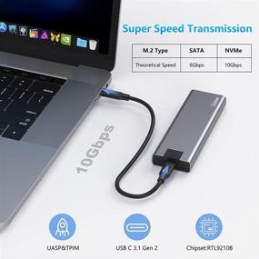 img 3 attached to 💾 Tool-Free M.2 NVME SATA SSD Enclosure Adapter with RTL9210B Chips, USB C 3.1 Gen 2 10Gbps NVME/6Gbps SATA PCIe M-Key(B+M Key), Support UASP Trim for SSD Size 2242/2260/2280