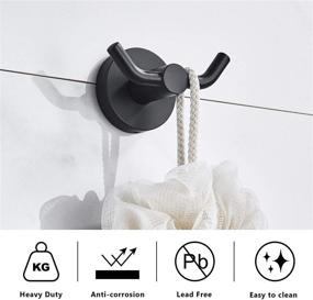 img 3 attached to 🔨 Marmolux ACC Wall Hooks - Black Towel Holder for Shower, Towel Racks, Matte Black Bath Towel Hook, Door Towel Holder, Cabinet Hand Towel Hanger - Heavy Duty Wall Mounted Euro Double Robe Hook in Matte Black