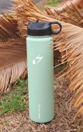 🍃 24 oz sage hydro energy water bottle - stainless steel, vacuum-insulated with straw lid - reusable, wide mouth stainless-steel design логотип