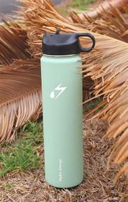 img 4 attached to 🍃 24 oz Sage Hydro Energy Water Bottle - Stainless Steel, Vacuum-Insulated with Straw Lid - Reusable, Wide Mouth Stainless-Steel Design