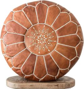 img 3 attached to 🪑 Transform Your Living Room with the ARTOUARZAZATE Set of 2 Amazing Moroccan Pouf! Handmade Leather Pouf, Ottomans, and Footstool - Unstuffed (Brown)