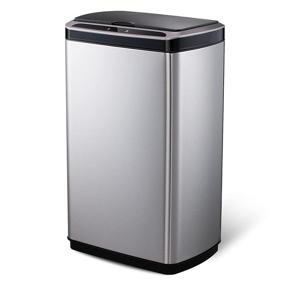 img 4 attached to 🗑️ SANIWISE 13 Gallon Automatic Kitchen Trash Can - Large Stainless Steel Garbage Can 50 Liter with Motion Sensor and Lid (Batteries Required, Excluded)