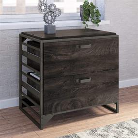 img 3 attached to 🗄️ Bush Furniture Refinery Dark Gray Hickory Lateral File Cabinet