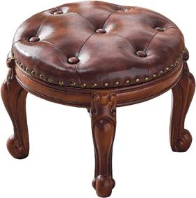 img 3 attached to 🪑 KIVSON Round Foot Stool Ottoman - Microfiber Leather Upholstered Foot Rest for Living Room, Sofa, Entryway - Solid Wood Stool in Light Brown Shade