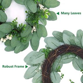 img 3 attached to 🌼 Farmhouse Spring Decor: Stunning 15 Inch Artificial Lambs Ear Wreath with Small White Berries, Perfect for Front Door, Wall, Window, and Everyday Greenery