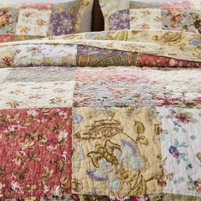 img 1 attached to Brighten Your Space with Greenland Home Blooming Prairie Cotton Patchwork Quilt Set - Full/Queen Size, 3 Piece Set