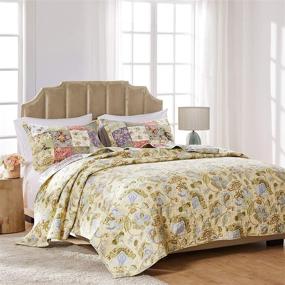 img 2 attached to Brighten Your Space with Greenland Home Blooming Prairie Cotton Patchwork Quilt Set - Full/Queen Size, 3 Piece Set