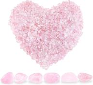 🌸 small natural clear rose pink tumbled quartz rock chips - 2lb/950g irregular shaped healing reiki crystal gemstone for jewelry making, garden, aquarium, vase, plant decoration - pink logo