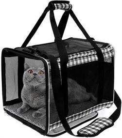 img 4 attached to EXPAWLORER Airline Approved Large Cat Carrier - 17 inch, Waterproof, Escape-Proof Soft-Sided Pet Carrier with Comfortable Pad - Ideal for Medium to Large Cats, Small Dogs, and Puppies