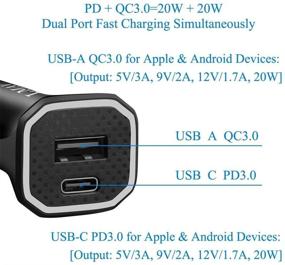 img 3 attached to 🚗 Dual USB Car Charger Adapter 40W 6A [2Pack], PD 20W & QC3.0 20W Fast Charging Car Charger, Compatible with iPhone 12/11/X, Samsung Galaxy S21/Note 20, LG Tablet and More.