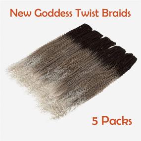 img 2 attached to FASHION IDOL Goddess Twist Crochet Hair - 5 Packs 26 Inch River Twist Crochet Hair, Long Senegalese Twist Crochet Braids with Curly Hair, River Locs Gray Ombre