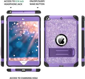 img 1 attached to 💜 BENTOBEN Glitter Sparkly iPad Mini 5/iPad Mini 4 Case - 3 Layers Heavy Duty Rugged Shockproof Kickstand Sturdy Leather Protective Tablet Cover, Purple