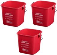 🧼 set of 3 small red square sanitizing buckets - 3 quart cleaning pails logo