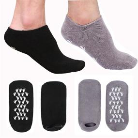 img 3 attached to 🧦 Многофункциональные гидратирующие гель-спа мочки для мужчин с большими ногами - борьба с сухой, твердой, треснувшей, шероховатой кожей, трещинами на пятках, мозолями и кутикулами - силиконовые носки для пяток (черные + серые)