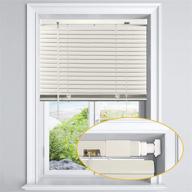 🪟 no drill 1" aluminum horizontal mini blinds shades for windows - lazblinds, cream, size 35"w x 64"h, inside installation, light filtering logo
