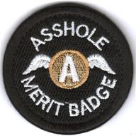 🌑 black asshole merit badge morale patch - wzt tactical logo