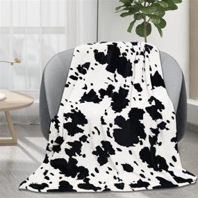 img 3 attached to KING DARE Cow Print Blanket: Soft & Cozy Fleece Flannel Cow Throw for Couch & Bed, Plush Autumn Lightweight Sofa Throws for Adults - Black and White Cowhide Bedroom Decor, 50 x 60 inches