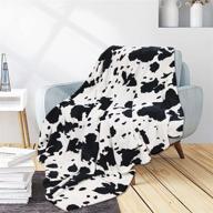 king dare cow print blanket: soft & cozy fleece flannel cow throw for couch & bed, plush autumn lightweight sofa throws for adults - black and white cowhide bedroom decor, 50 x 60 inches logo