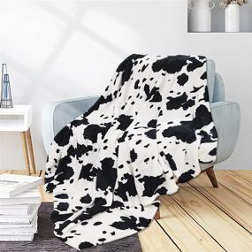 img 4 attached to KING DARE Cow Print Blanket: Soft & Cozy Fleece Flannel Cow Throw for Couch & Bed, Plush Autumn Lightweight Sofa Throws for Adults - Black and White Cowhide Bedroom Decor, 50 x 60 inches