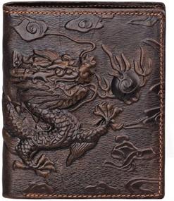 img 4 attached to Genuine Leather Wallet with Decorative Credit Pattern - A Must-Have for Men's Accessories