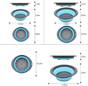 img 3 attached to 🍽️ QiMH Collapsible Colander Set of 3: Convenient Over the Sink Silicone Strainers - Dishwasher Safe (Blue & Grey)