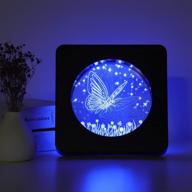 🦋 gzokmog 3d butterfly night light: timer, touch & remote control, rechargeable dimmable room decor nightlight - perfect christmas gift for kids (blue) логотип