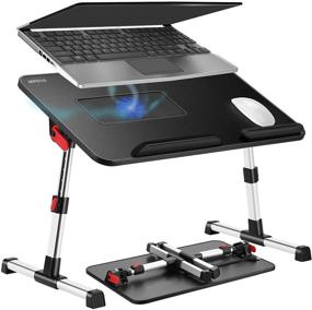 img 4 attached to MROCO Laptop Bed Tray Table with Foldable Legs and Fan - Portable Adjustable Lap Desk for Eating, Reading, Writing on Sofa Couch - Black