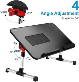 img 2 attached to MROCO Laptop Bed Tray Table with Foldable Legs and Fan - Portable Adjustable Lap Desk for Eating, Reading, Writing on Sofa Couch - Black