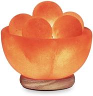 himalayan glow bowl salt crystal lamp with neem wooden base (etl certified) and dimmer switch - including 5 massage balls logo