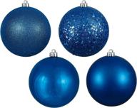 🎄 vickerman 1.6" blue 4-finish ball ornament assortment, 96 per box: vibrant decorative ornaments for the holiday season logo