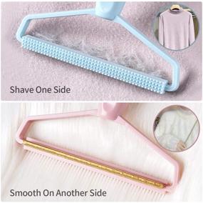 img 2 attached to 🧻 2-Piece Portable Lint Remover Set: Clothes & Furniture Fuzz Shaver Roller for Fabrics, Dog & Cat Hair Removal with Pet Hair Remover Brush - Pink & Blue