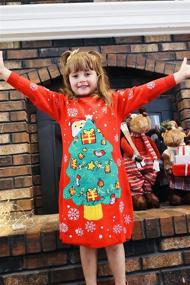 img 3 attached to Idgreatim Christmas Sweater Crewneck Dresses Girls' Clothing and Dresses