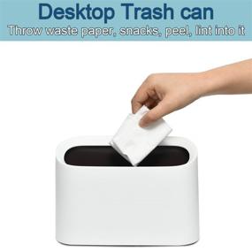 img 3 attached to 🗑️ SUBEKYU 0.4 Gallon Mini Countertop Trash Can, Small Desktop Garbage Can for Office, Tiny Wastebasket, Plastic, White