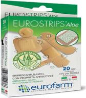 eurostrips aloe adhesive bandages assorted sizes with aloe vera central pad (20 pcs), breathable, hypoallergenic & ideal for sensitive skin logo